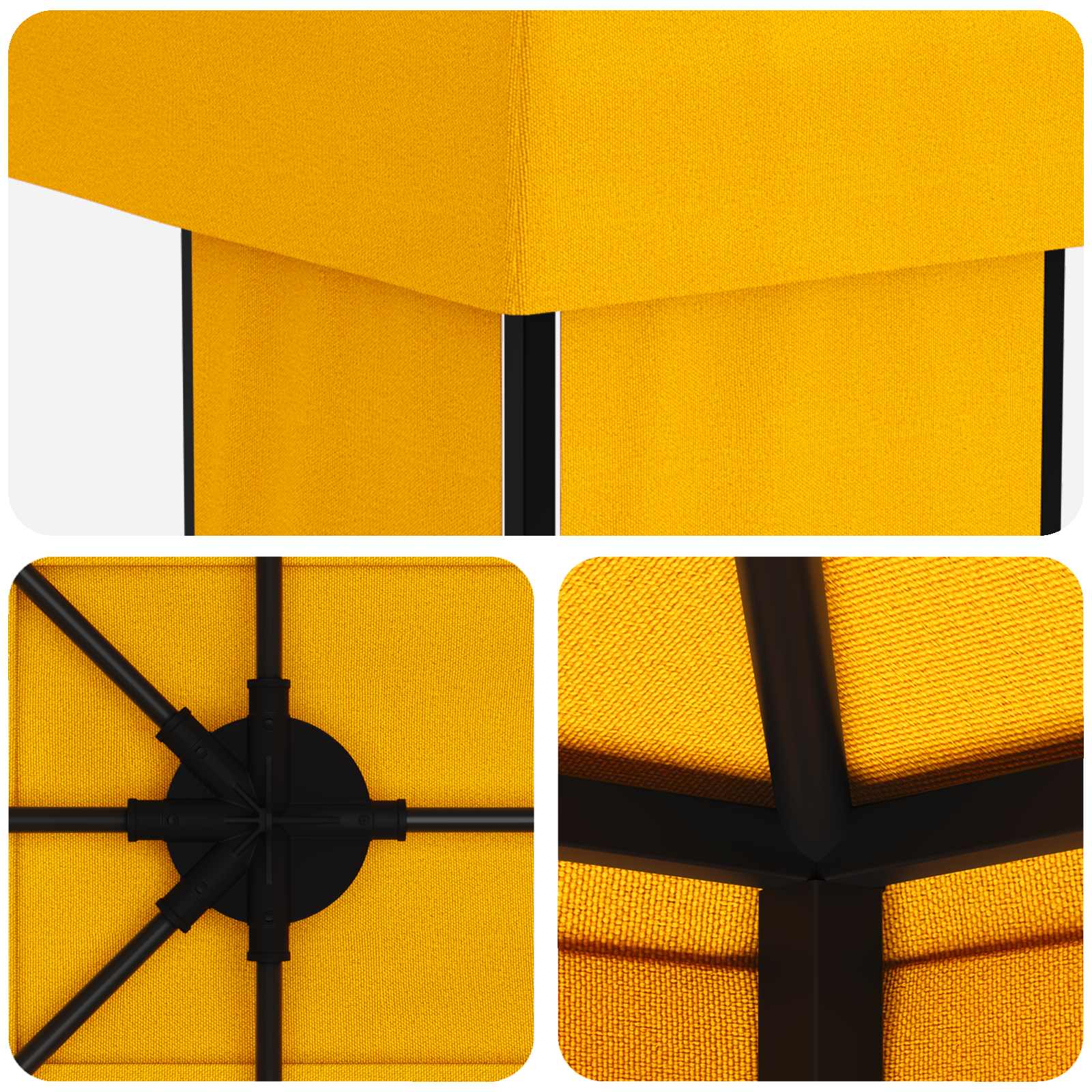 Gazebo da giardino 6 x 3 m Giallo Poliestere e Acciaio 190 gsm