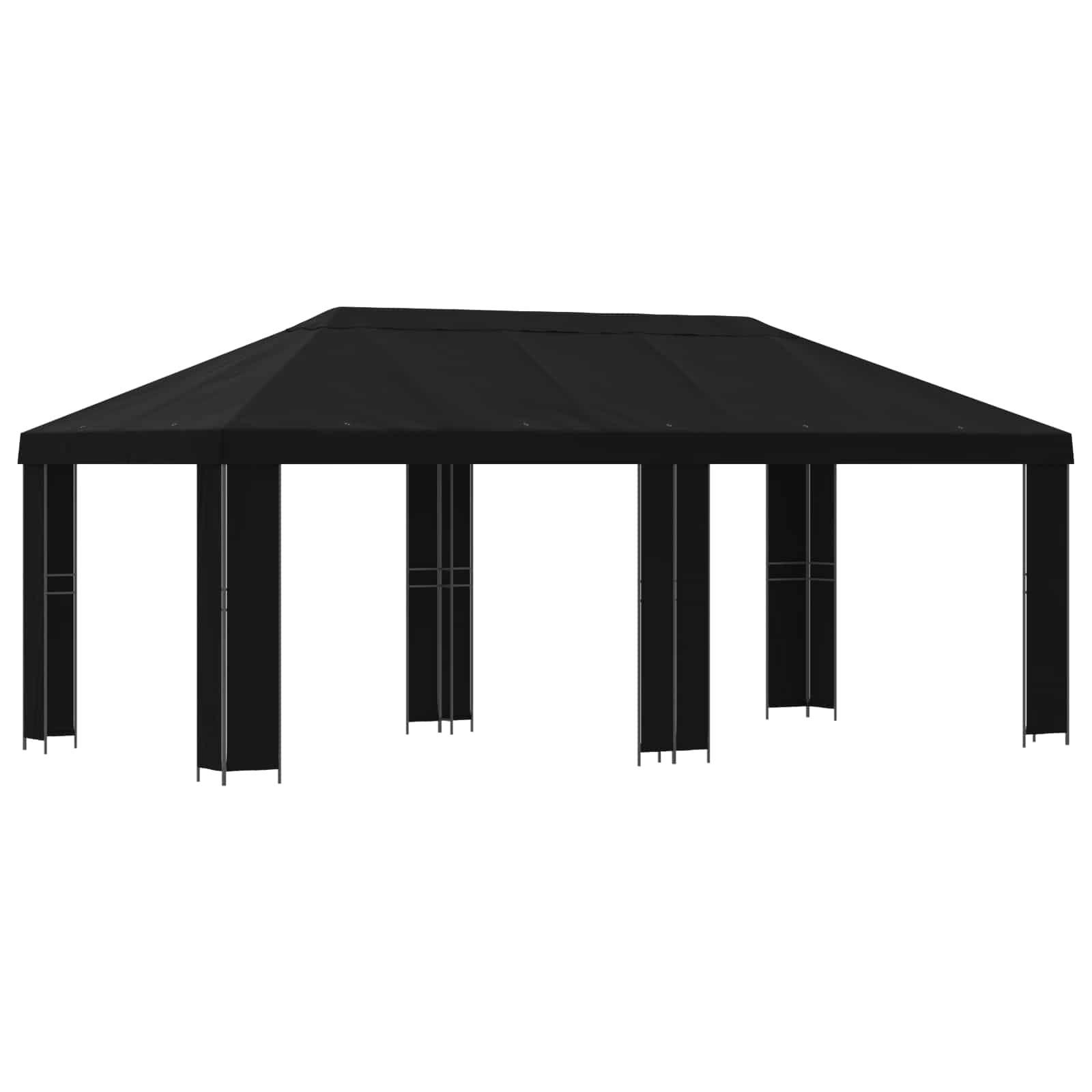 Gazebo da giardino 6 x 3 m Nero Poliestere e Acciaio 190 gsm