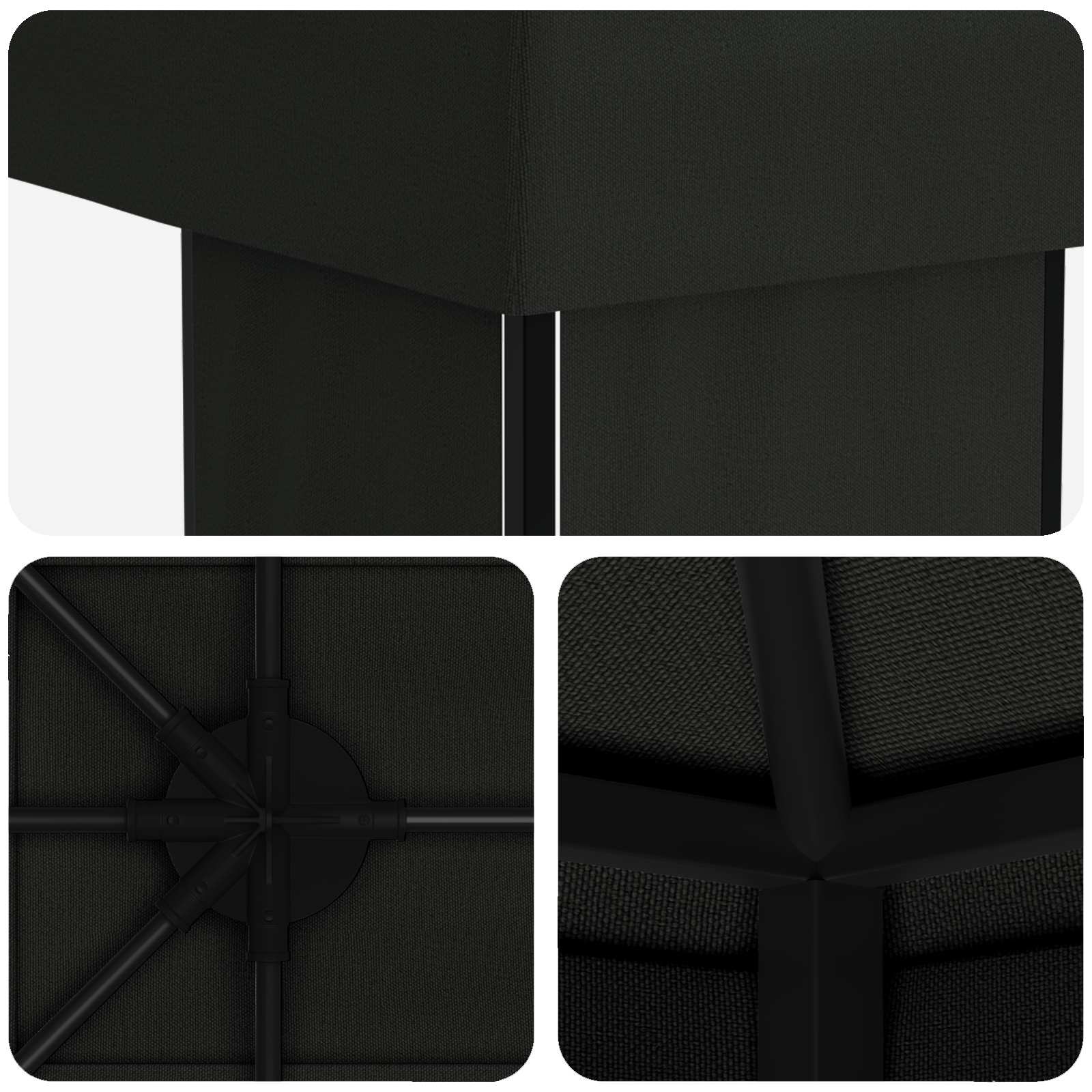 Gazebo da giardino 6 x 3 m Nero Poliestere e Acciaio 190 gsm