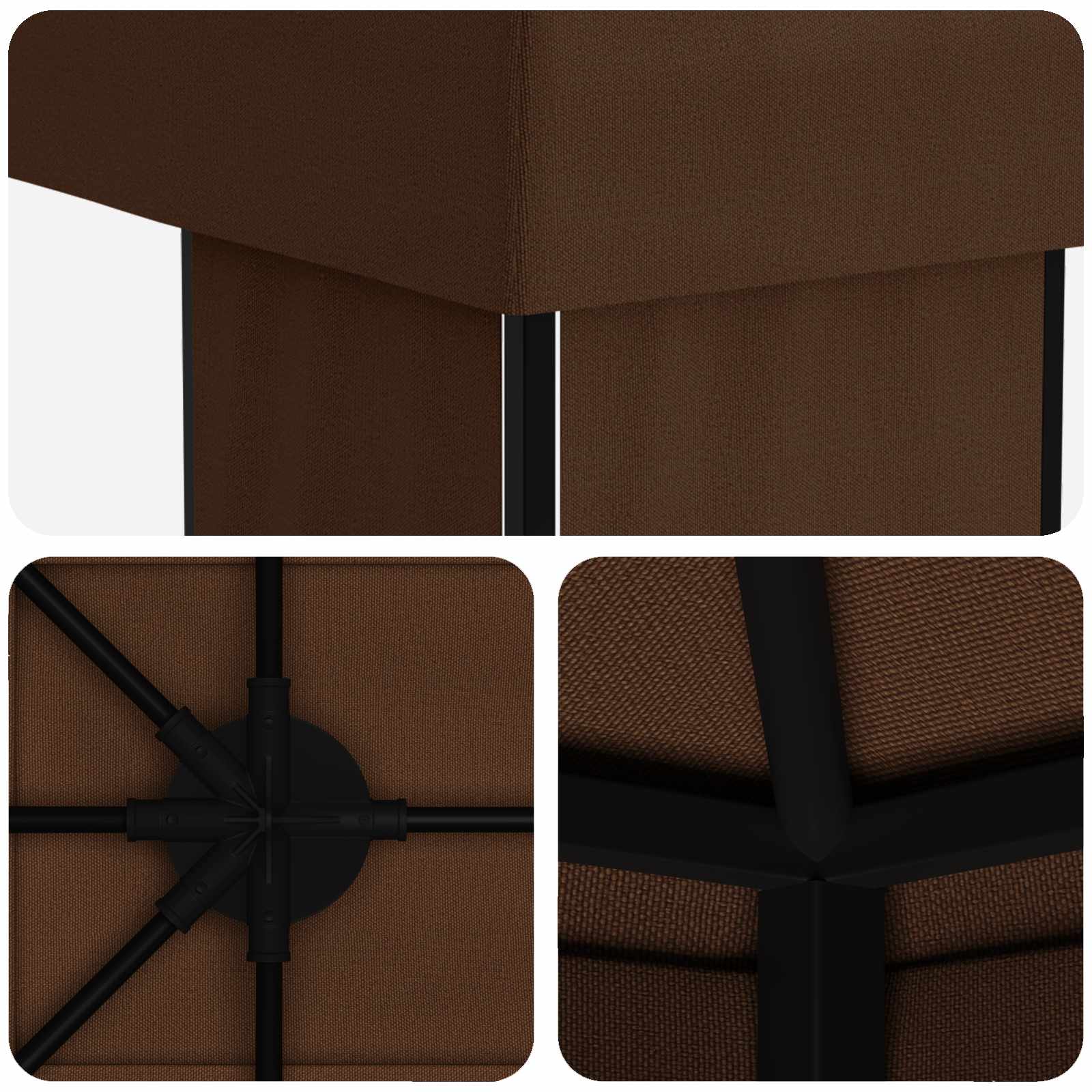 Gazebo da giardino 6 x 3 m Marrone Poliestere e Acciaio 190 gsm