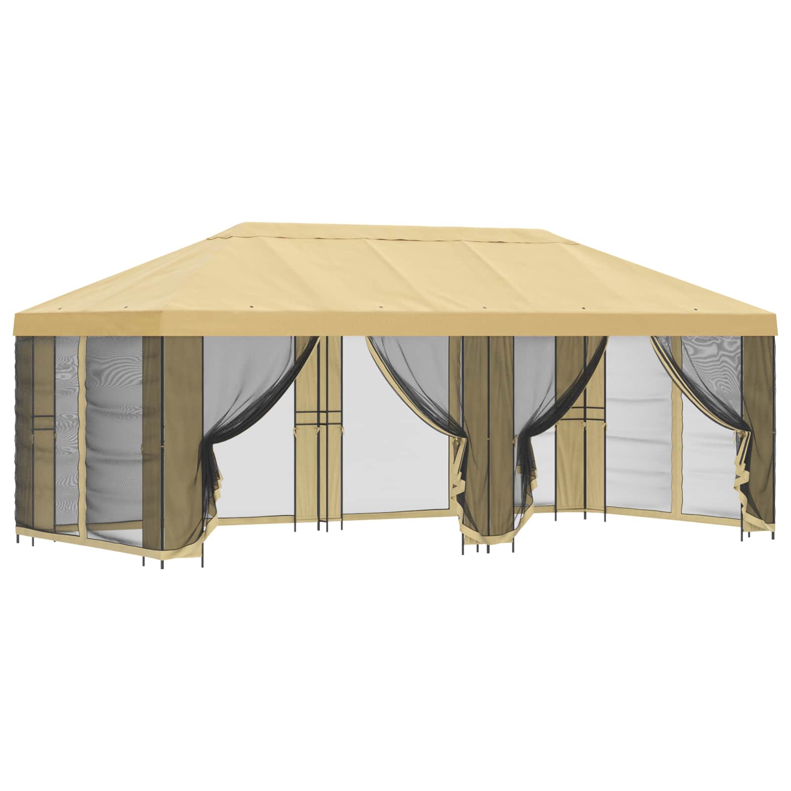 Gazebo da giardino con pareti laterali 6 x 3 m Crema