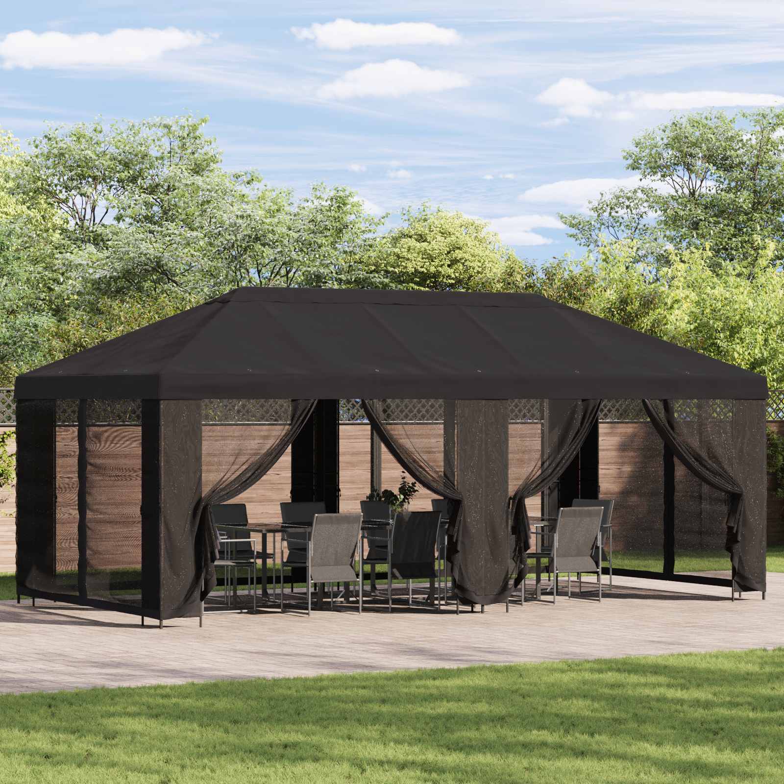Gazebo da giardino con pareti laterali 6 x 3 m Antracite