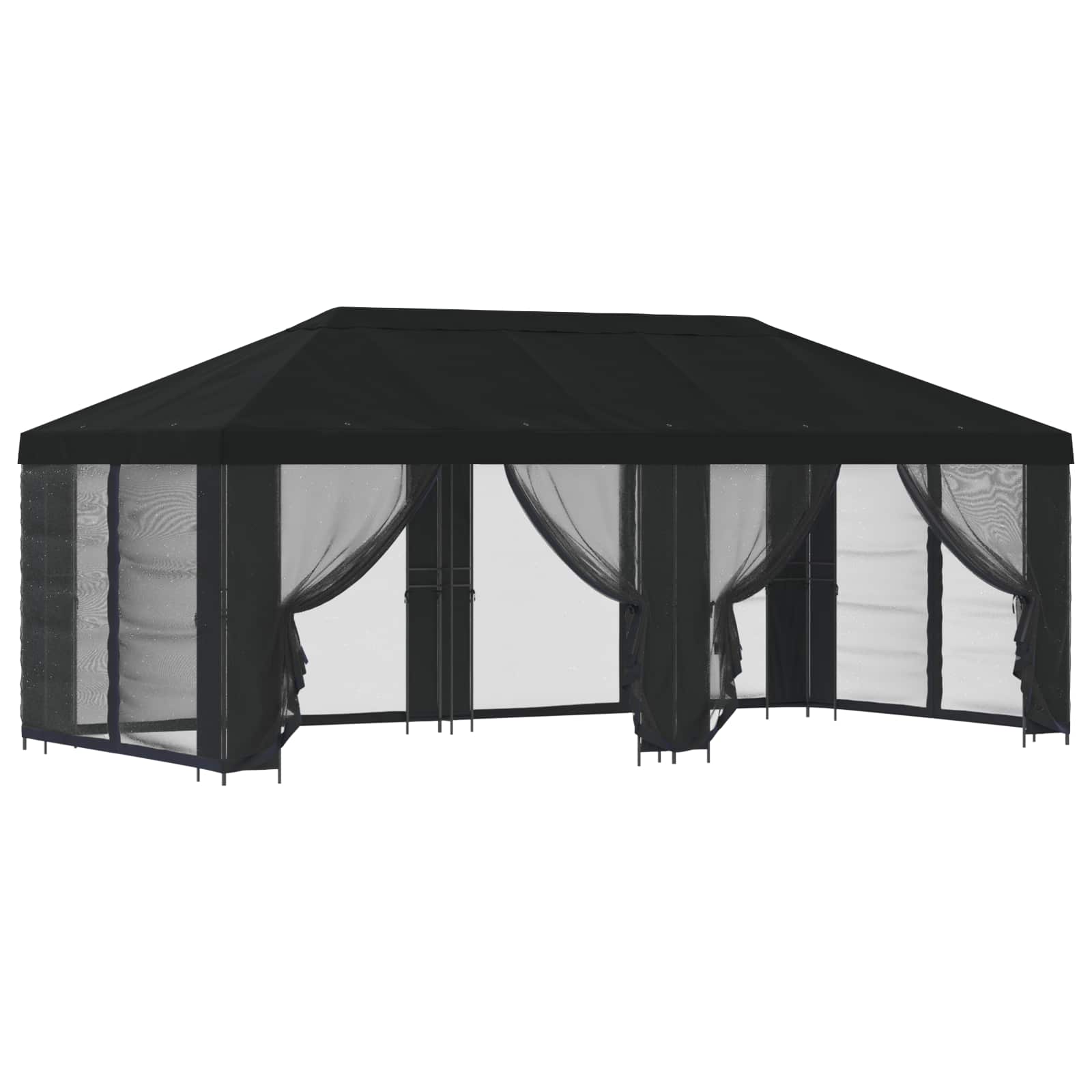 Gazebo da giardino con pareti laterali 6 x 3 m Nero