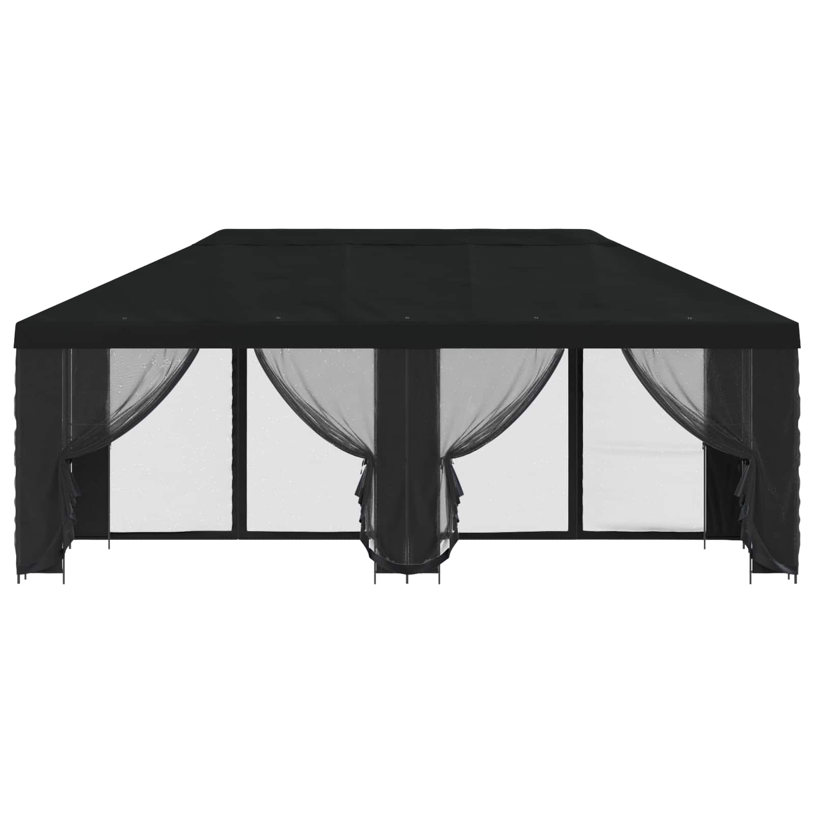 Gazebo da giardino con pareti laterali 6 x 3 m Nero