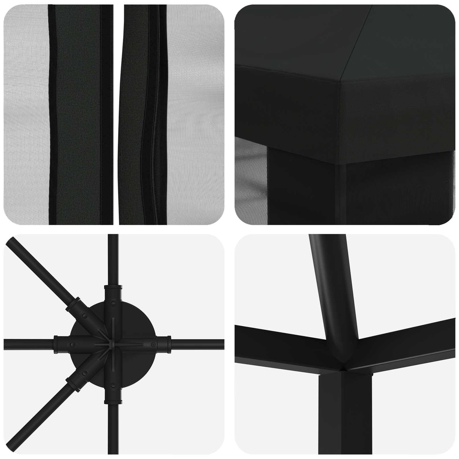 Gazebo da giardino con pareti laterali 6 x 3 m Nero