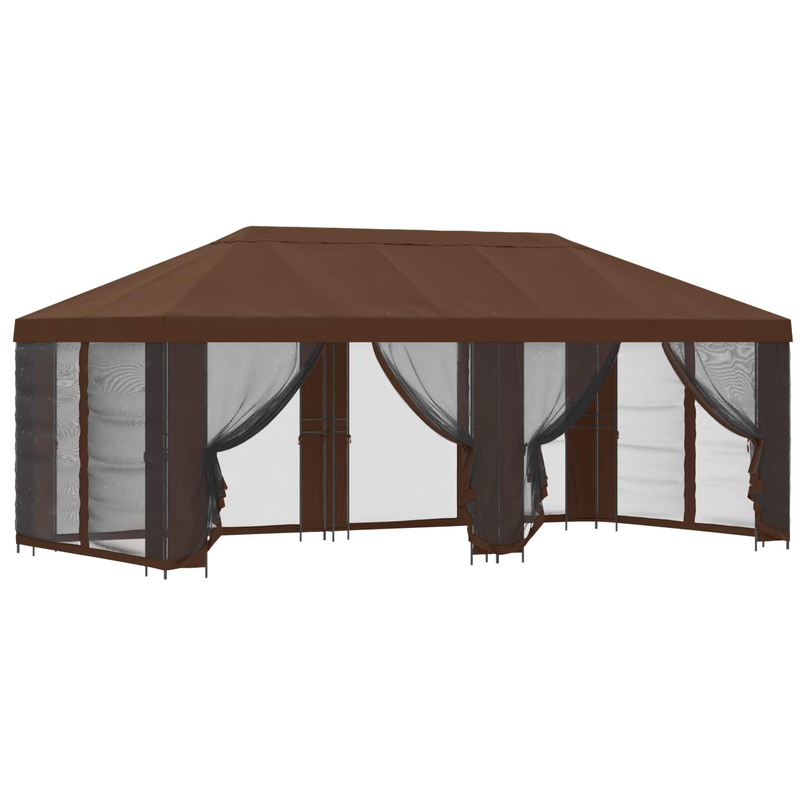 Gazebo da giardino con pareti laterali 6 x 3 m Marrone