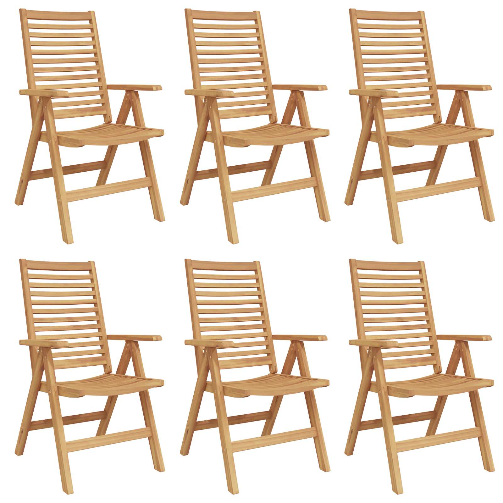Sedia 6 pz Marrone Legno di teak solido Convertibile