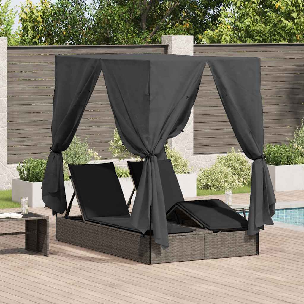 Lettino da sole doppio Grigio polyrattan