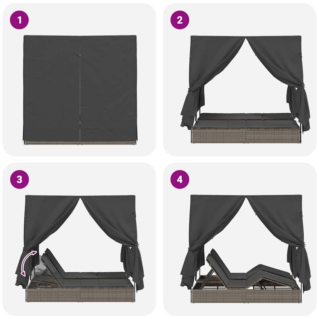 Lettino da sole doppio Grigio polyrattan