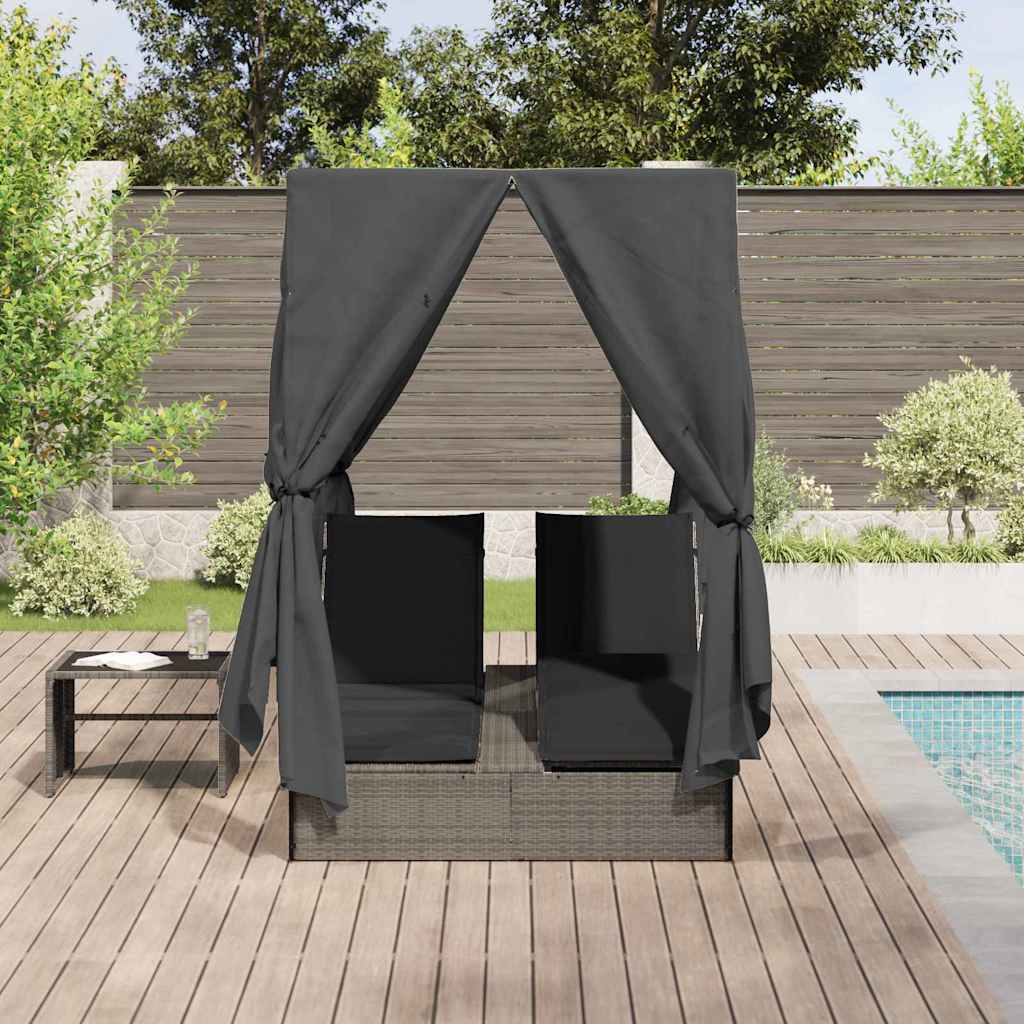 Lettino da sole doppio Grigio polyrattan