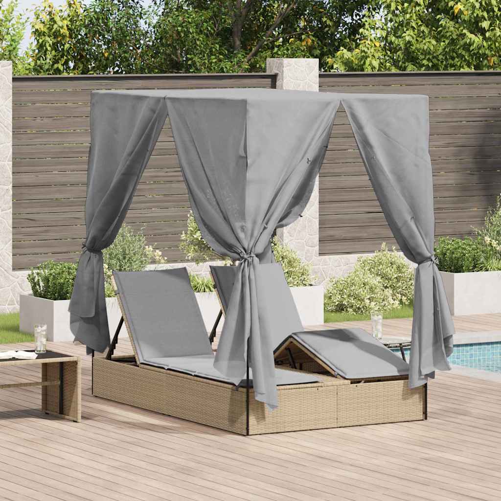 Lettino da sole doppio Grigio polyrattan