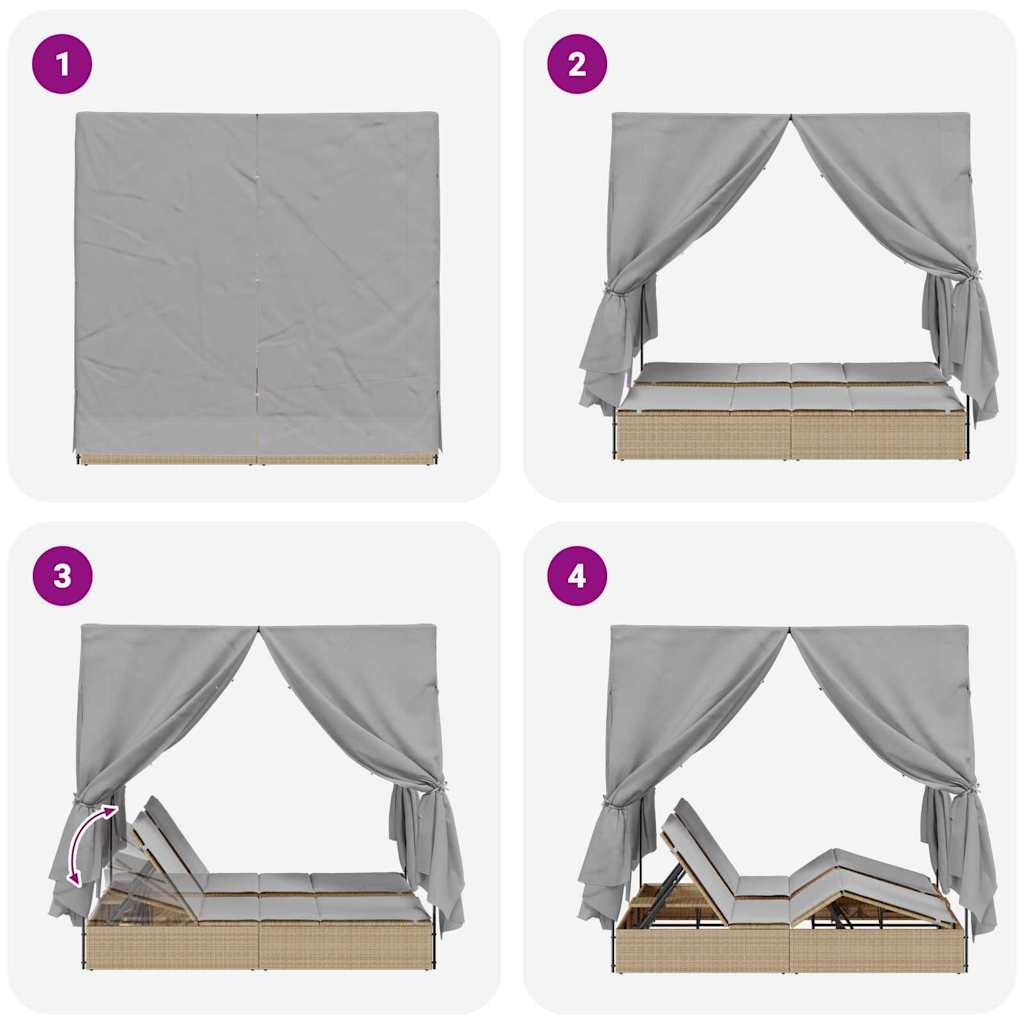 Lettino da sole doppio Grigio polyrattan
