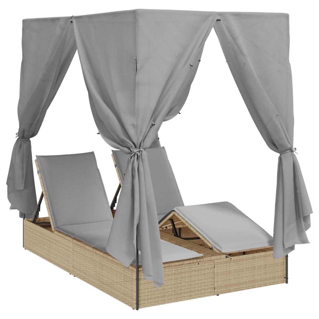 Lettino da sole doppio Grigio polyrattan