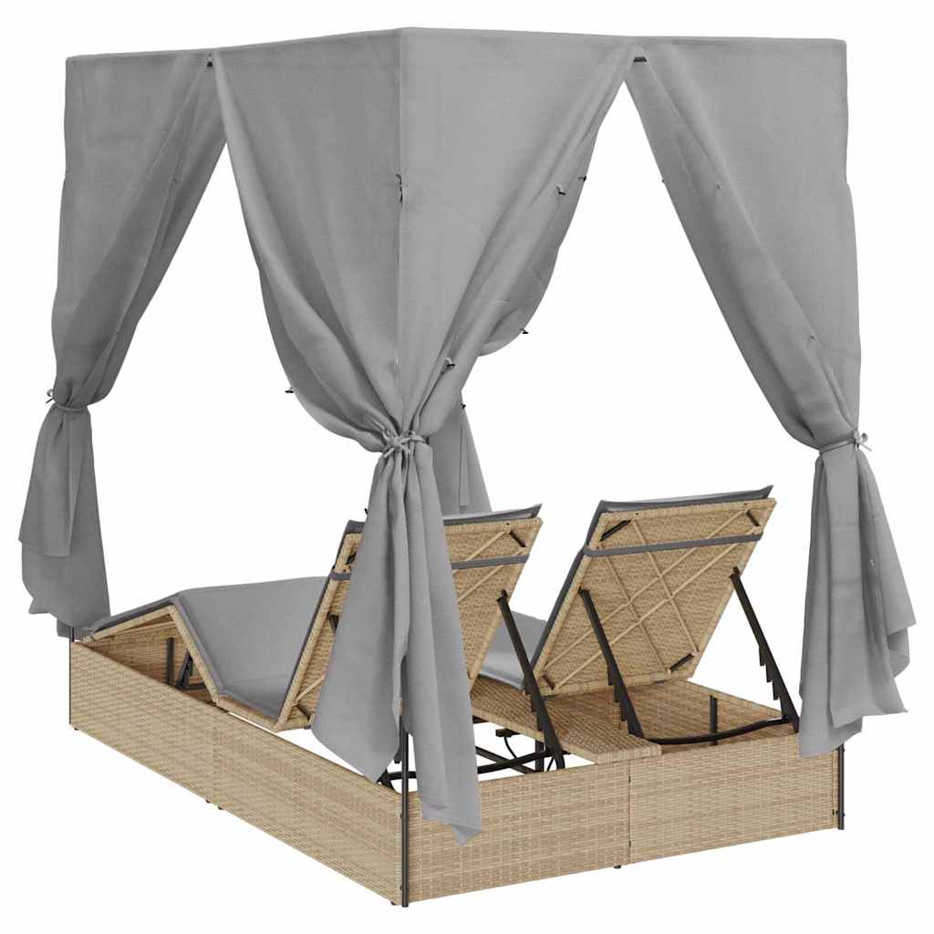 Lettino da sole doppio Grigio polyrattan