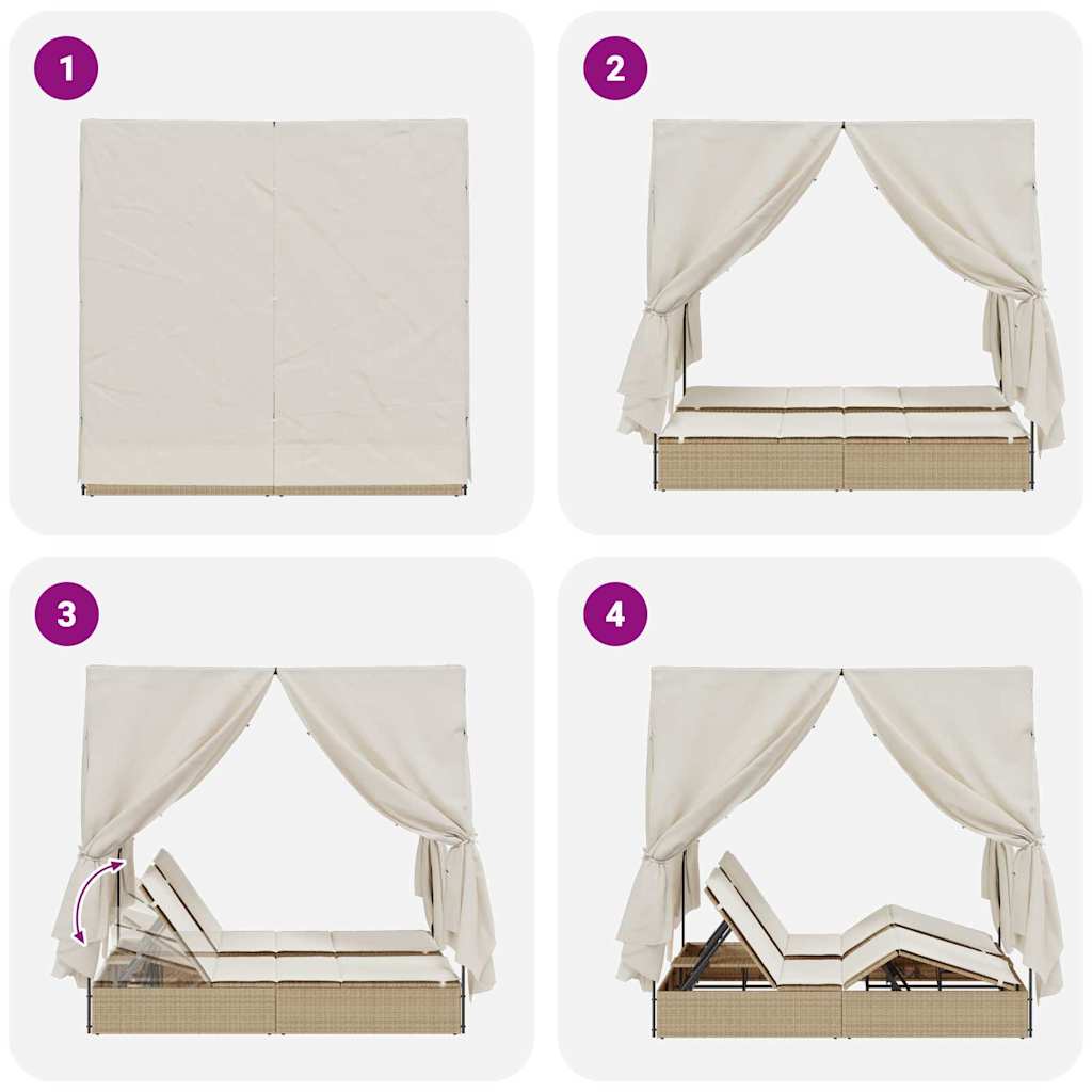 Lettino da sole doppio Beige polyrattan