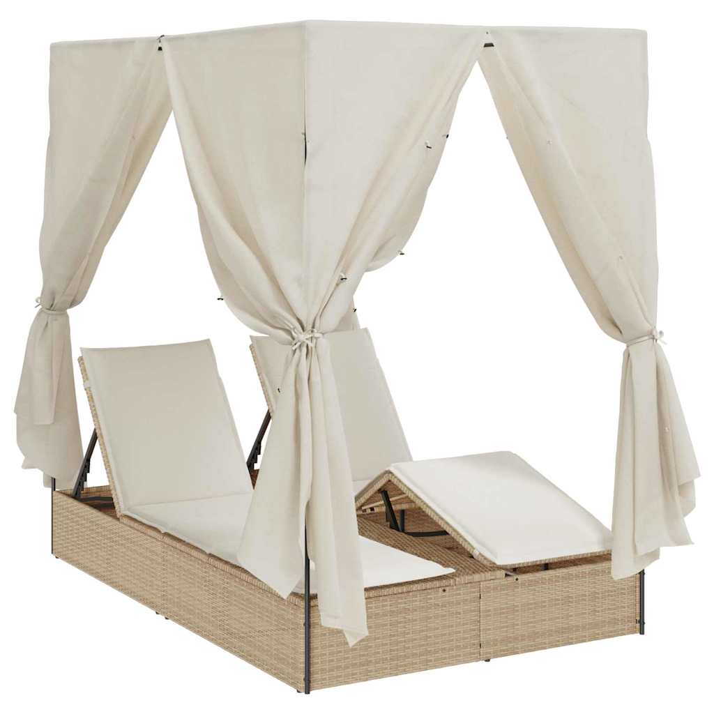 Lettino da sole doppio Beige polyrattan