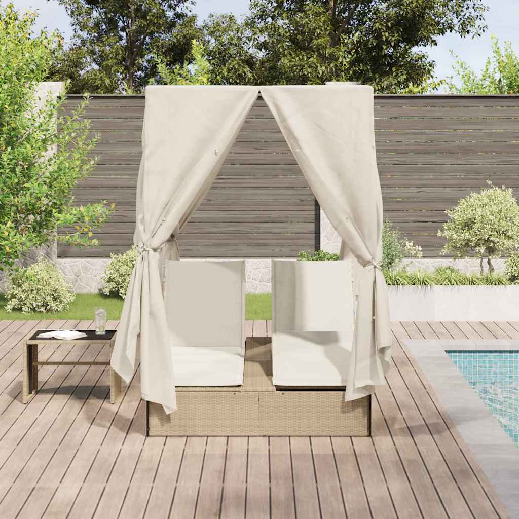 Lettino da sole doppio Beige polyrattan