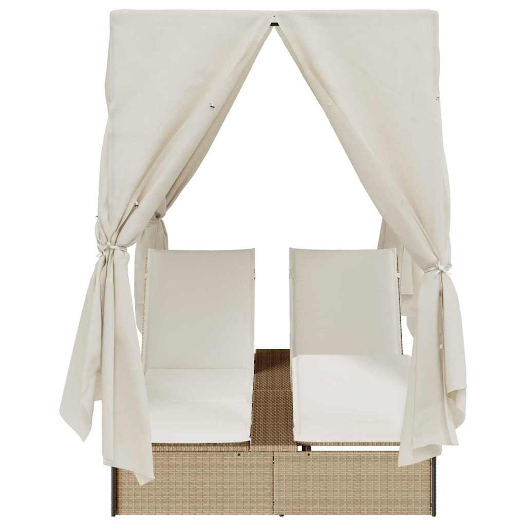 Lettino da sole doppio Beige polyrattan