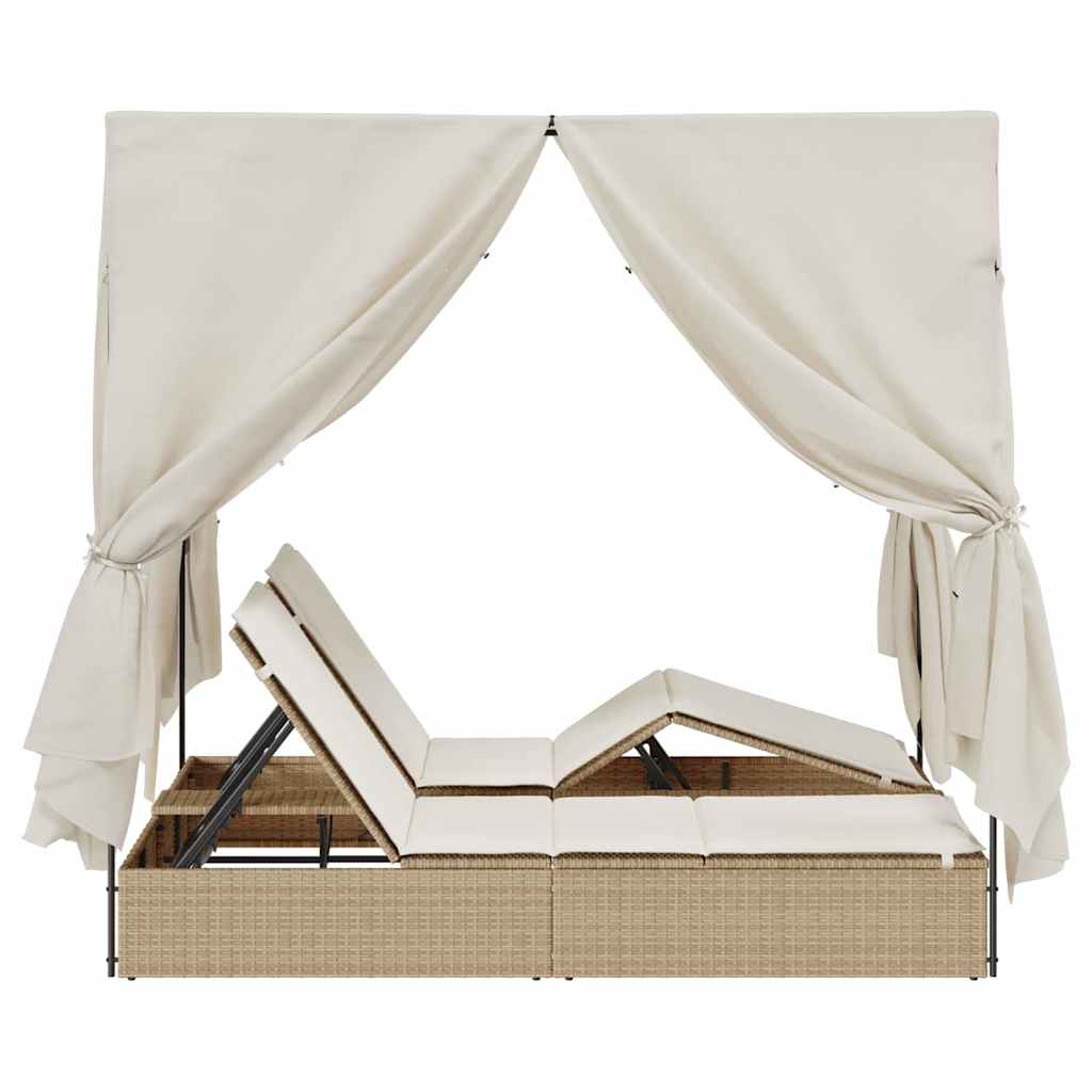 Lettino da sole doppio Beige polyrattan