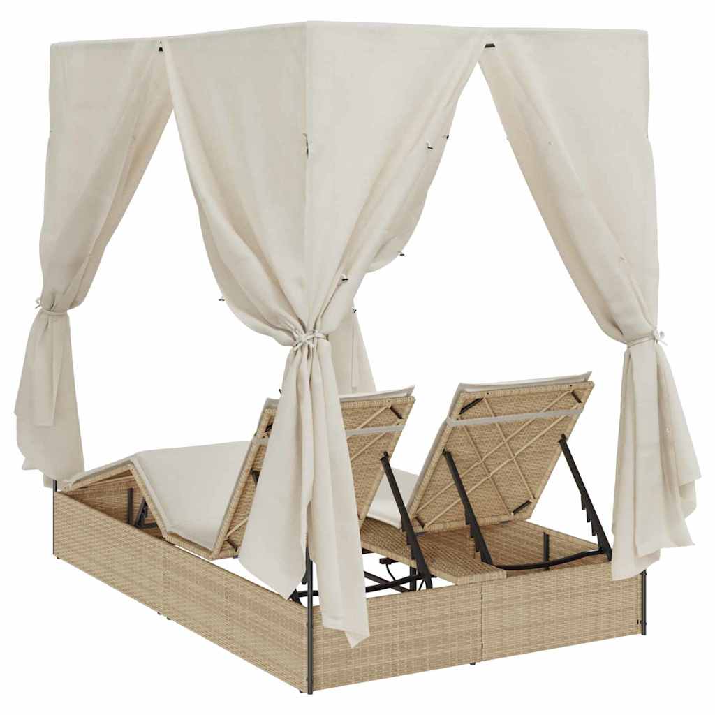 Lettino da sole doppio Beige polyrattan