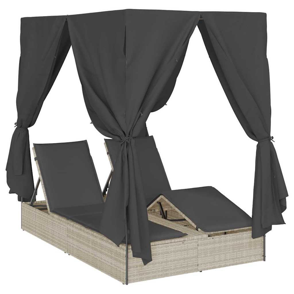 Lettino da sole doppio Grigio chiaro polyrattan