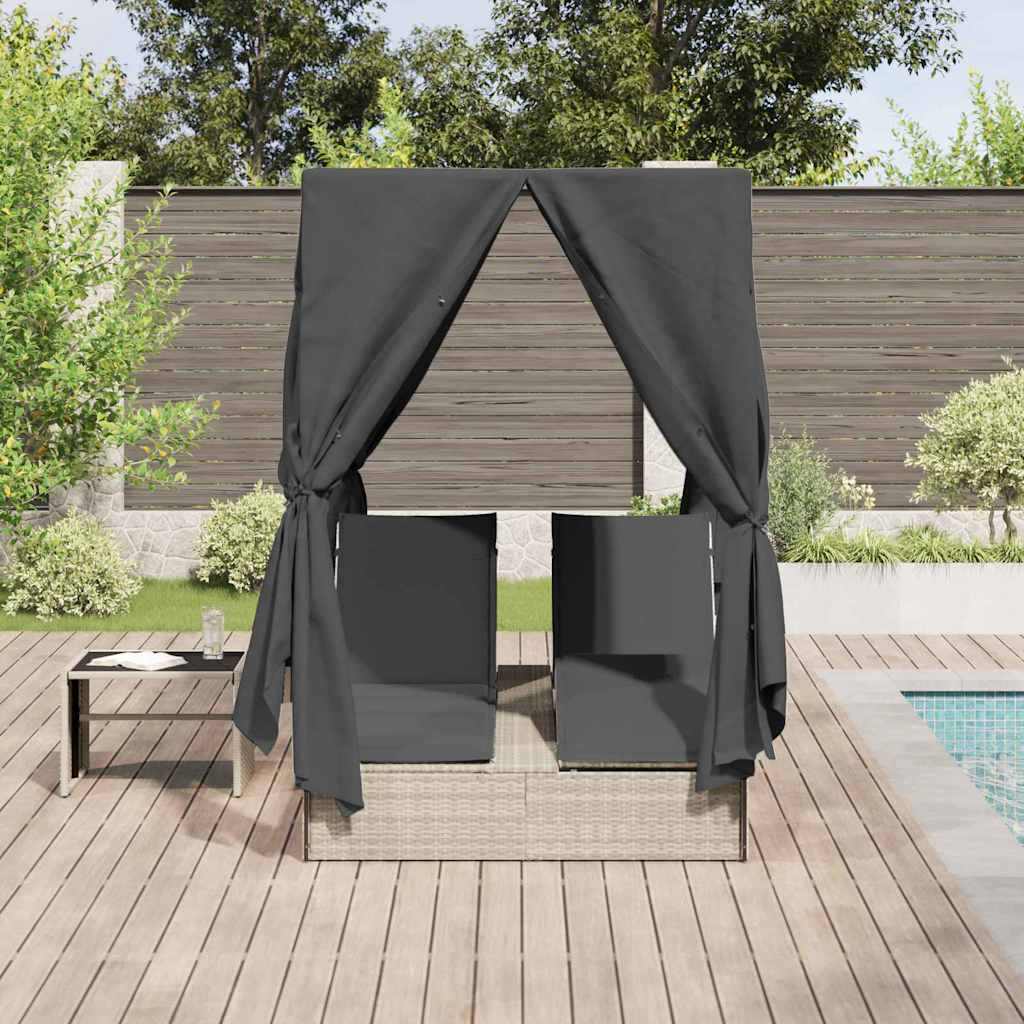 Lettino da sole doppio Grigio chiaro polyrattan