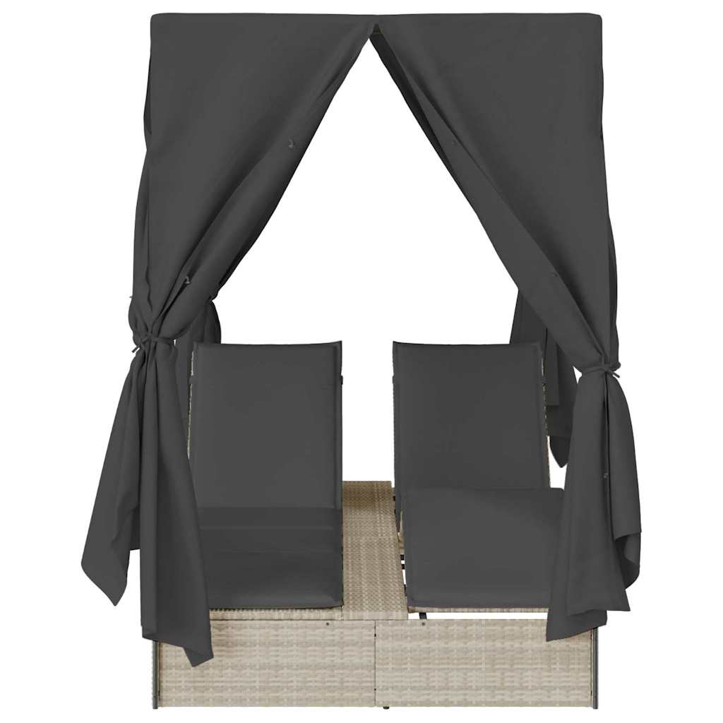 Lettino da sole doppio Grigio chiaro polyrattan