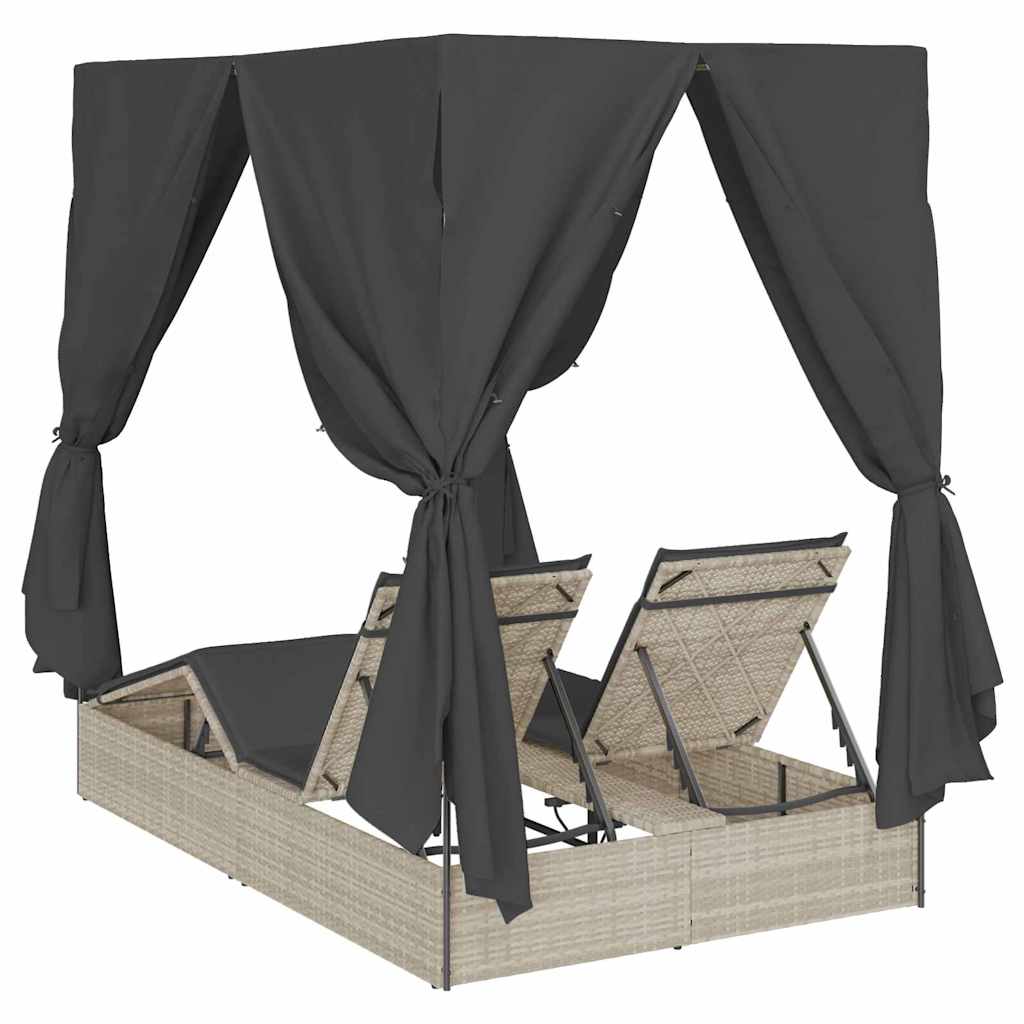 Lettino da sole doppio Grigio chiaro polyrattan