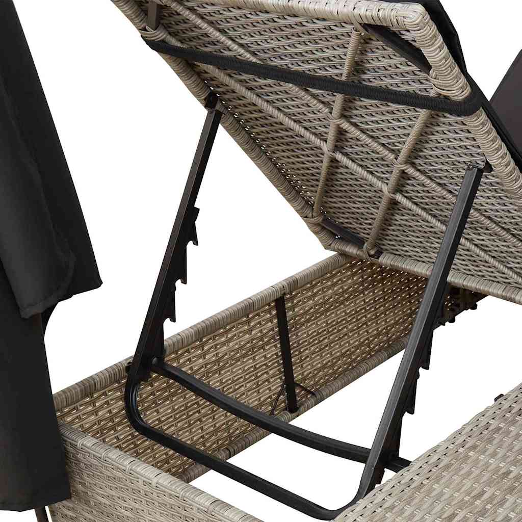 Lettino da sole doppio Grigio chiaro polyrattan