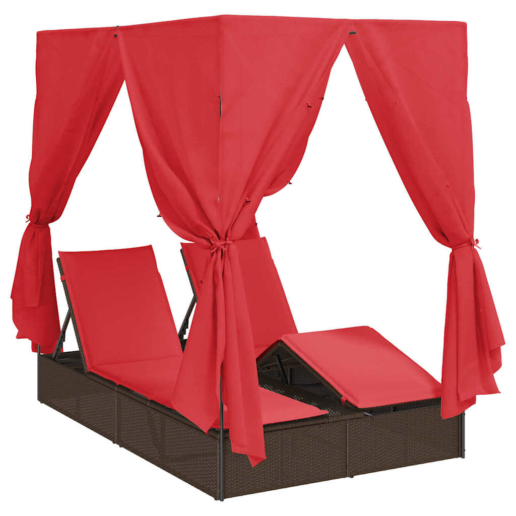 Lettino da sole doppio Rosso polyrattan