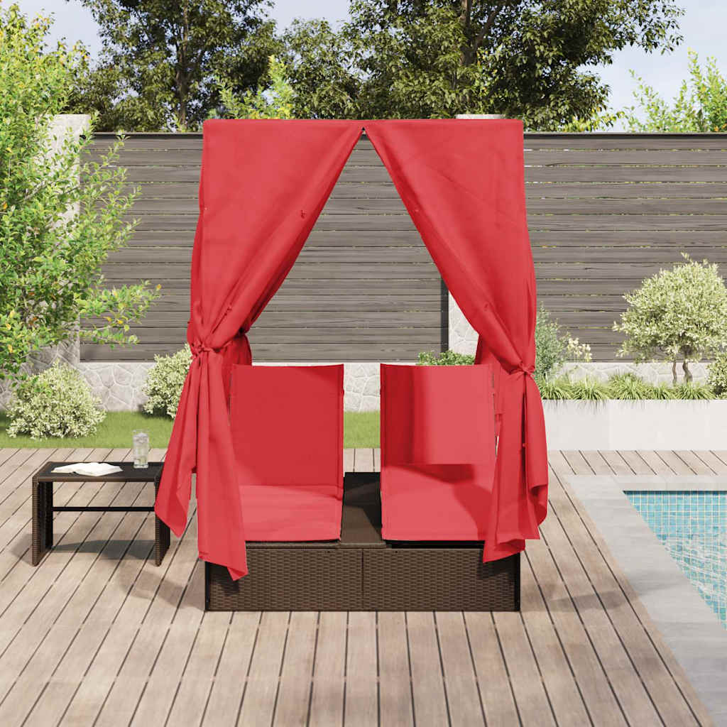 Lettino da sole doppio Rosso polyrattan