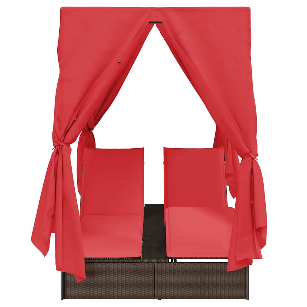 Lettino da sole doppio Rosso polyrattan