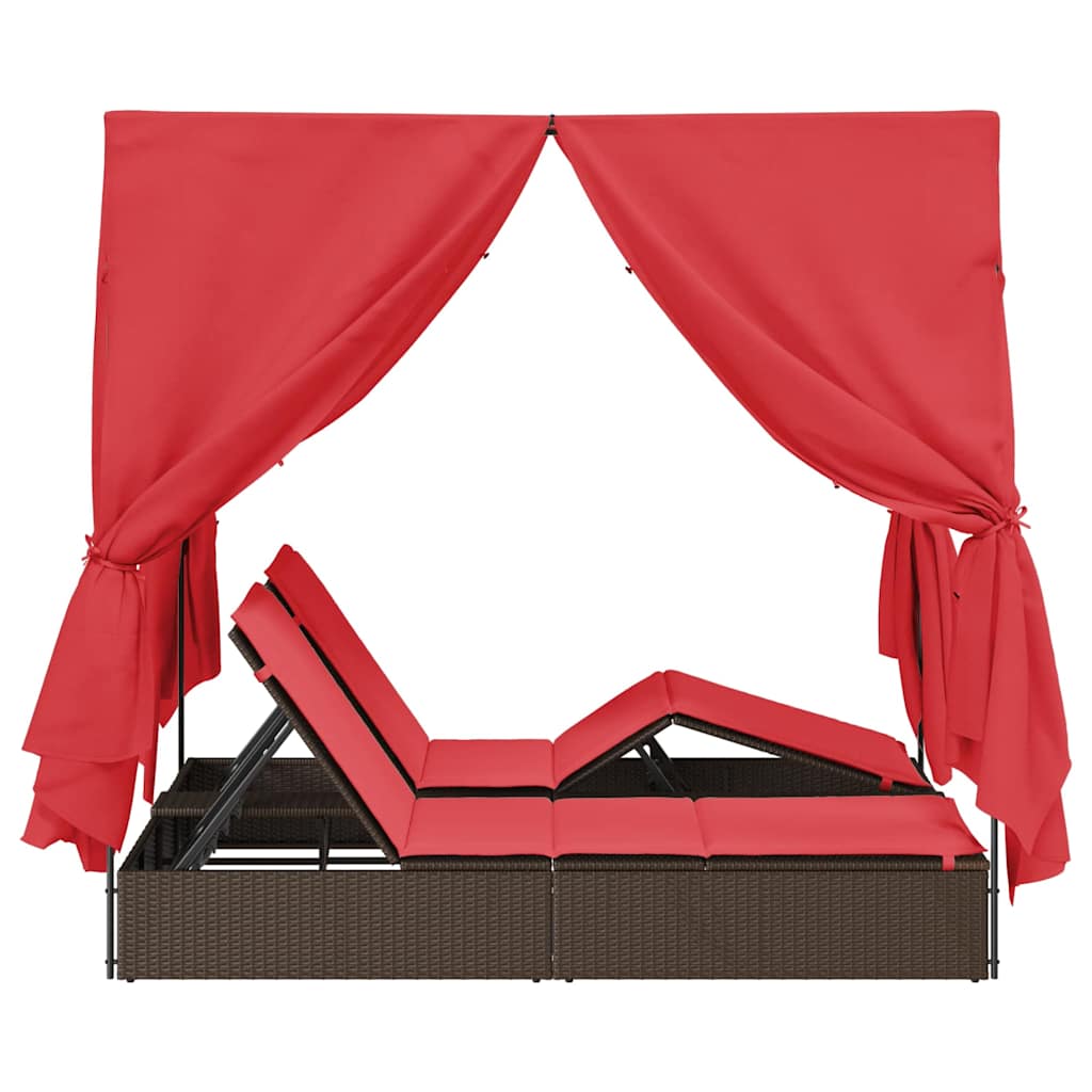 Lettino da sole doppio Rosso polyrattan