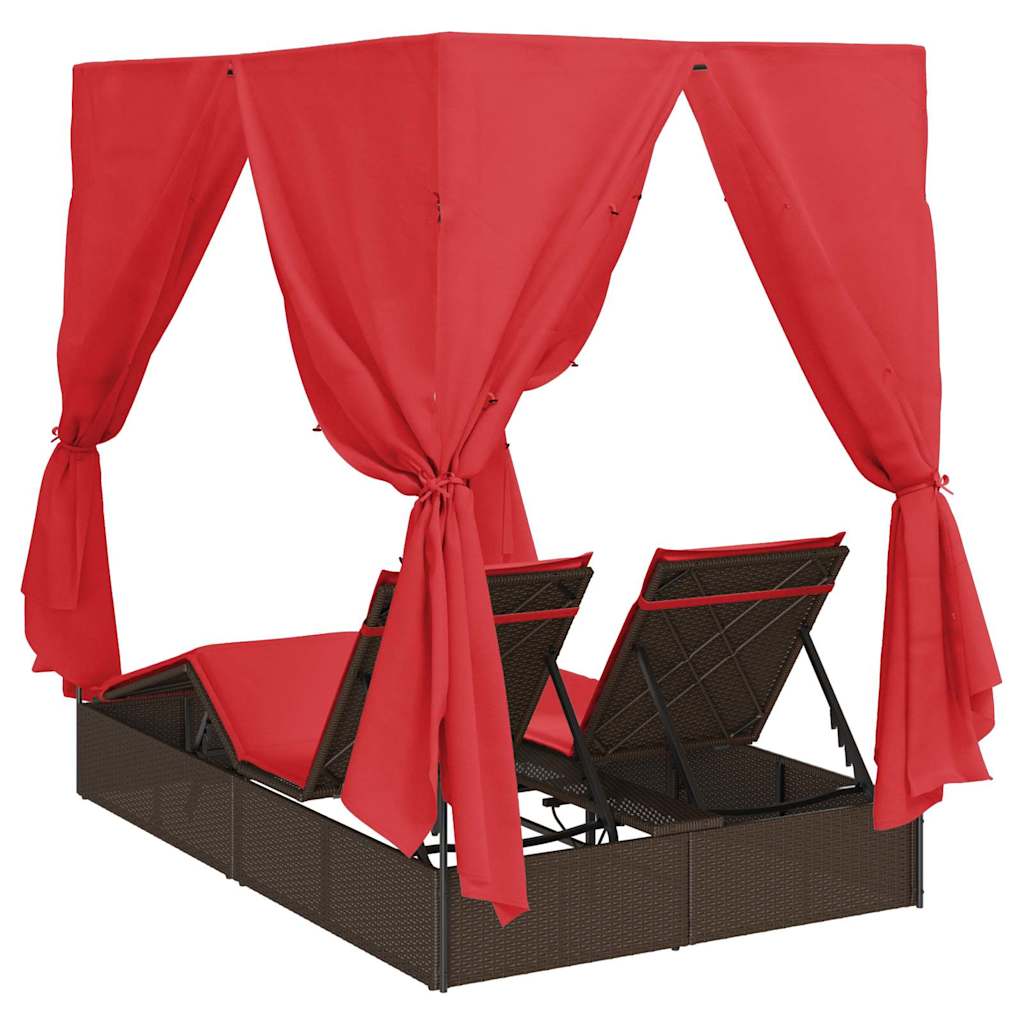 Lettino da sole doppio Rosso polyrattan