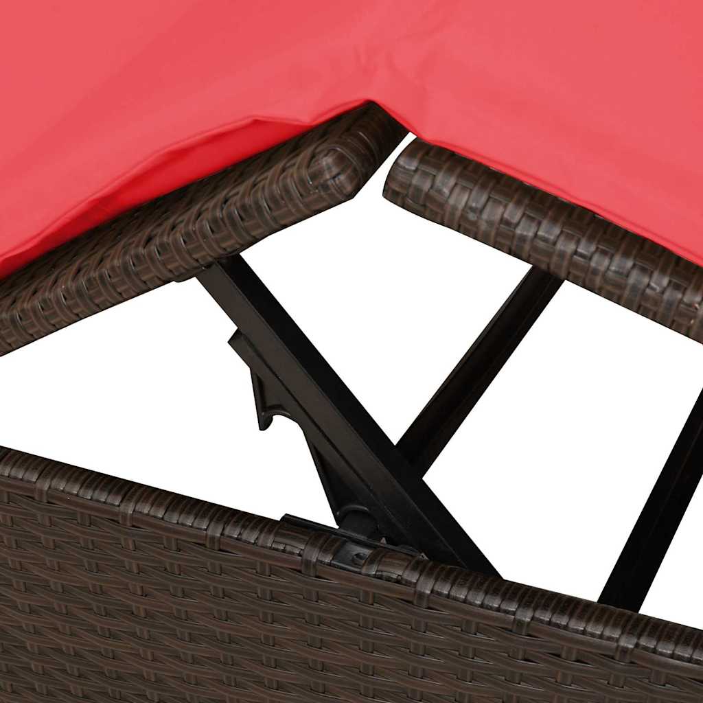 Lettino da sole doppio Rosso polyrattan