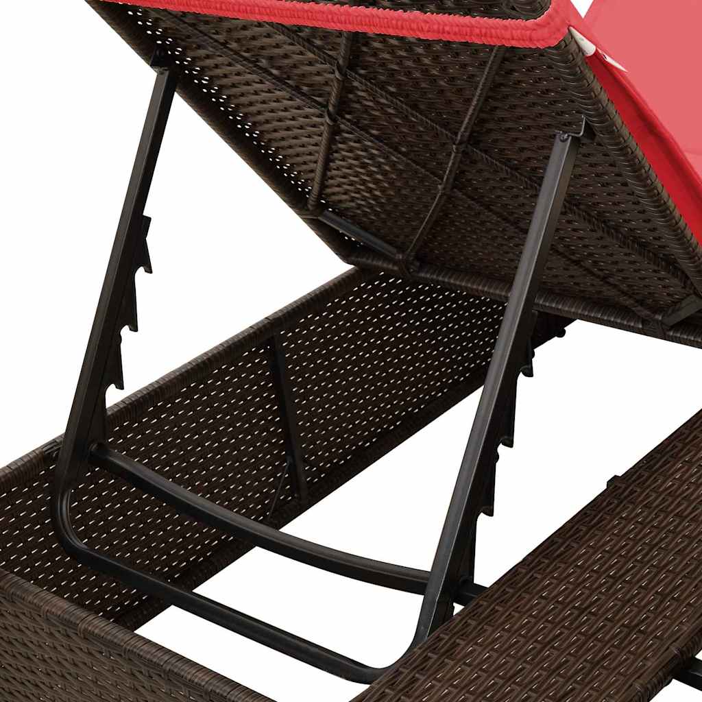 Lettino da sole doppio Rosso polyrattan