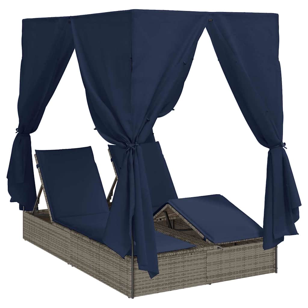 Lettino da sole doppio Nero polyrattan