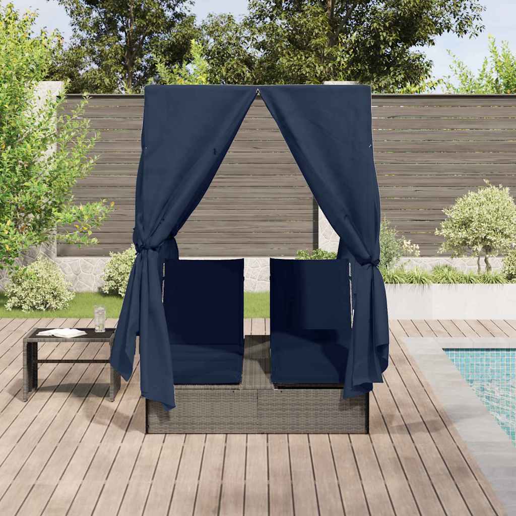 Lettino da sole doppio Nero polyrattan