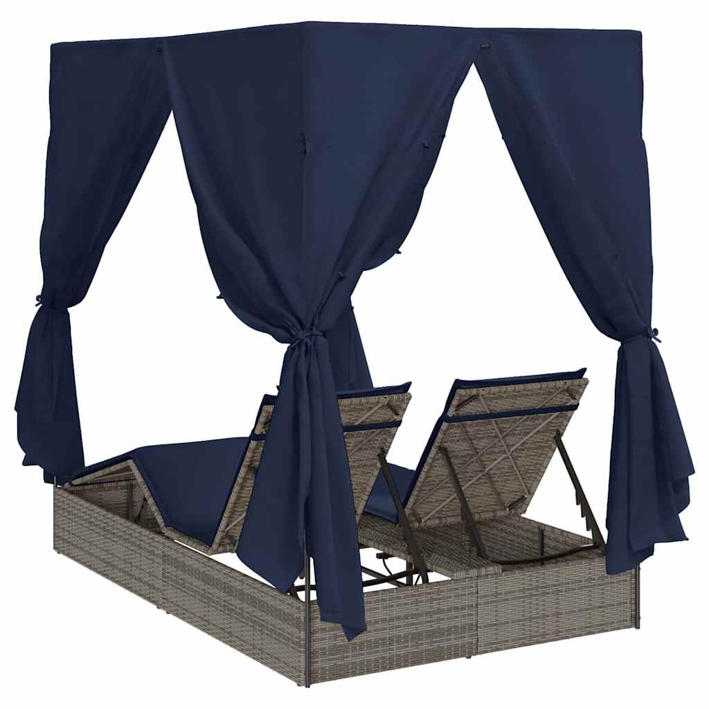 Lettino da sole doppio Nero polyrattan