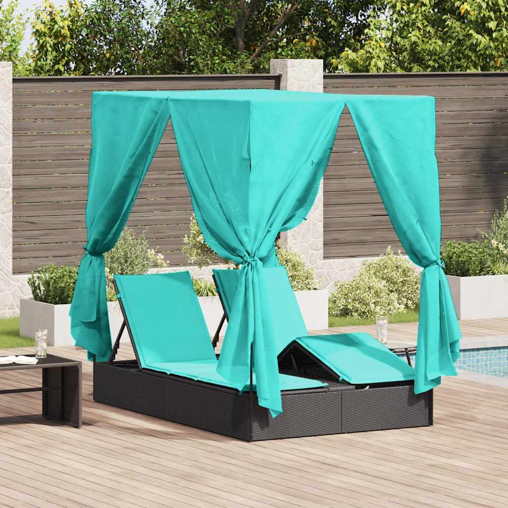 Lettino da sole doppio Turchese polyrattan