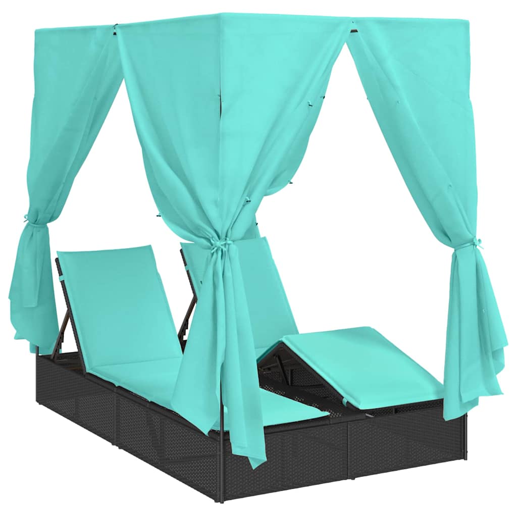 Lettino da sole doppio Turchese polyrattan