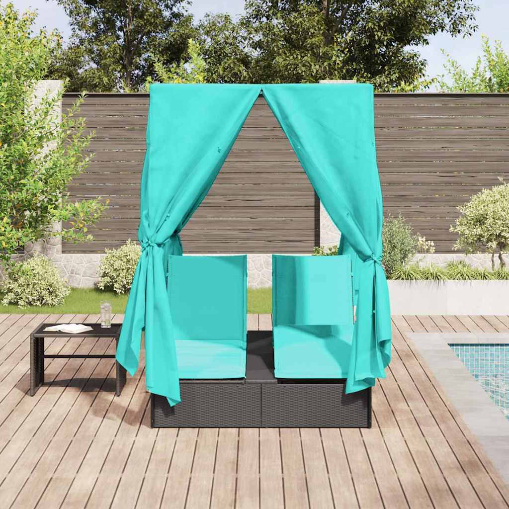 Lettino da sole doppio Turchese polyrattan