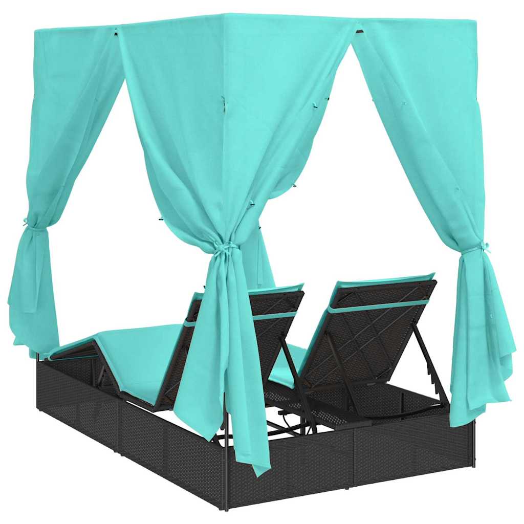 Lettino da sole doppio Turchese polyrattan