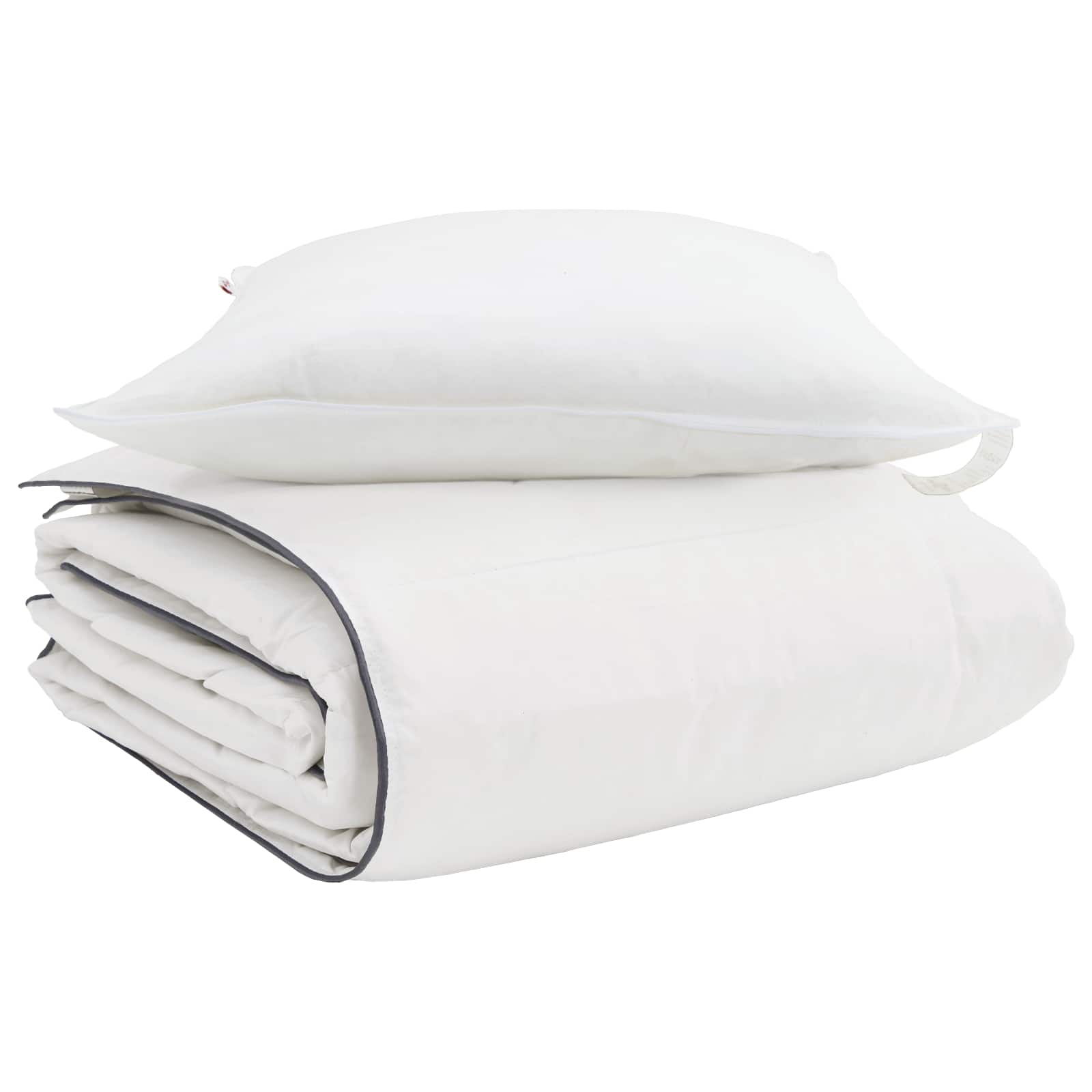 Piumone Invernale con cuscino 2 pz Bianco Piuma d'anatra