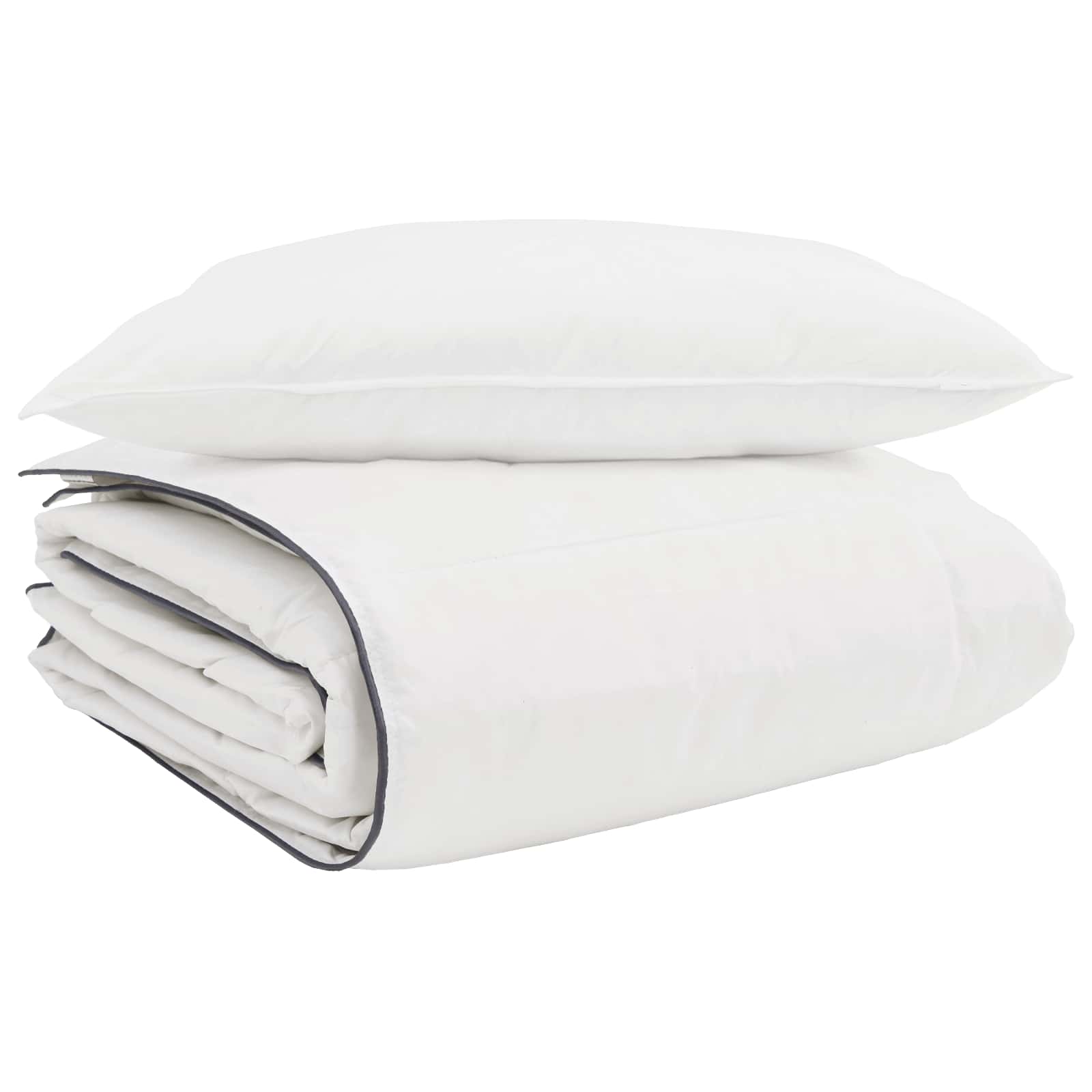 Piumone Invernale con cuscino 2 pz Bianco Piuma d'anatra