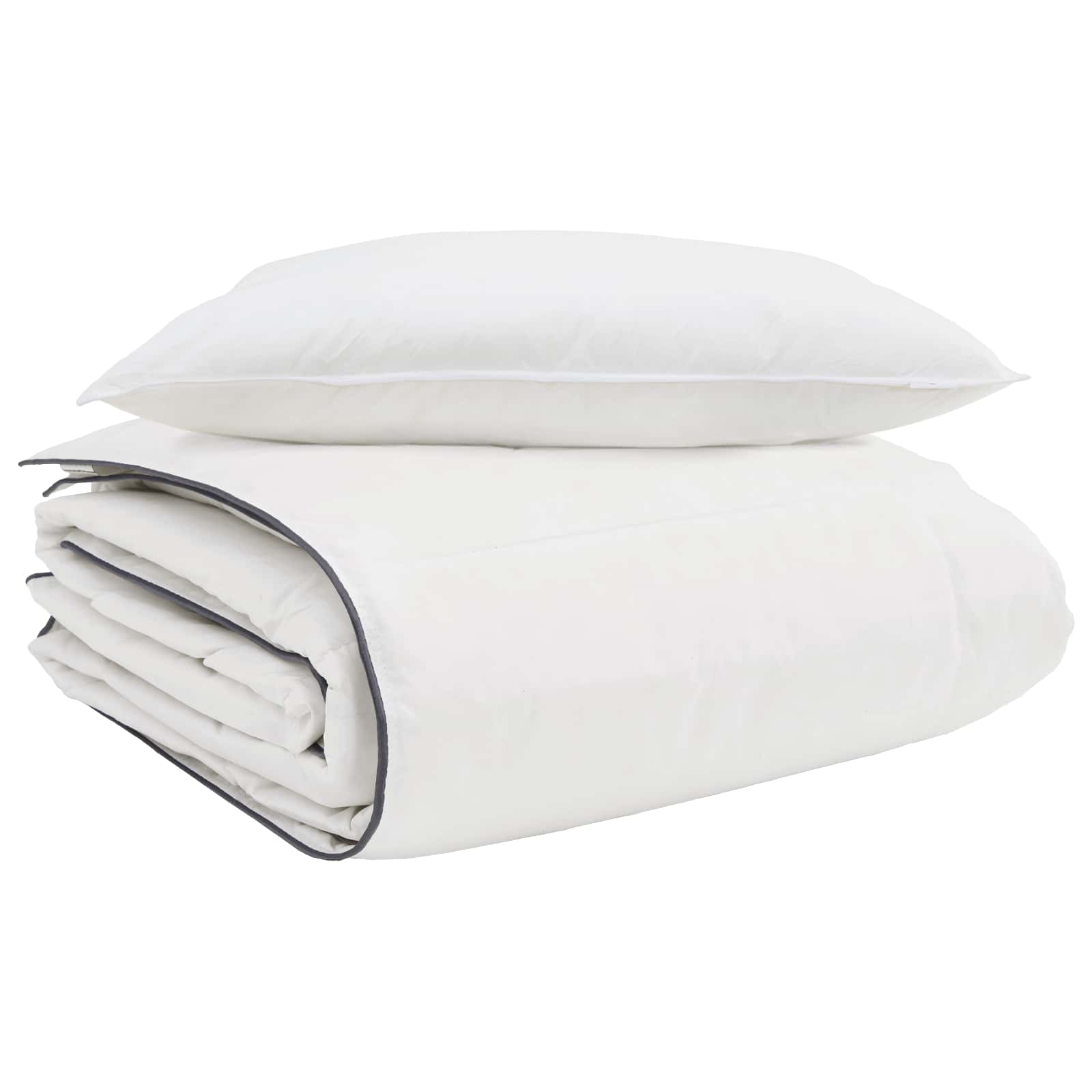 Piumone Invernale con cuscino 2 pz Bianco Piuma d'anatra