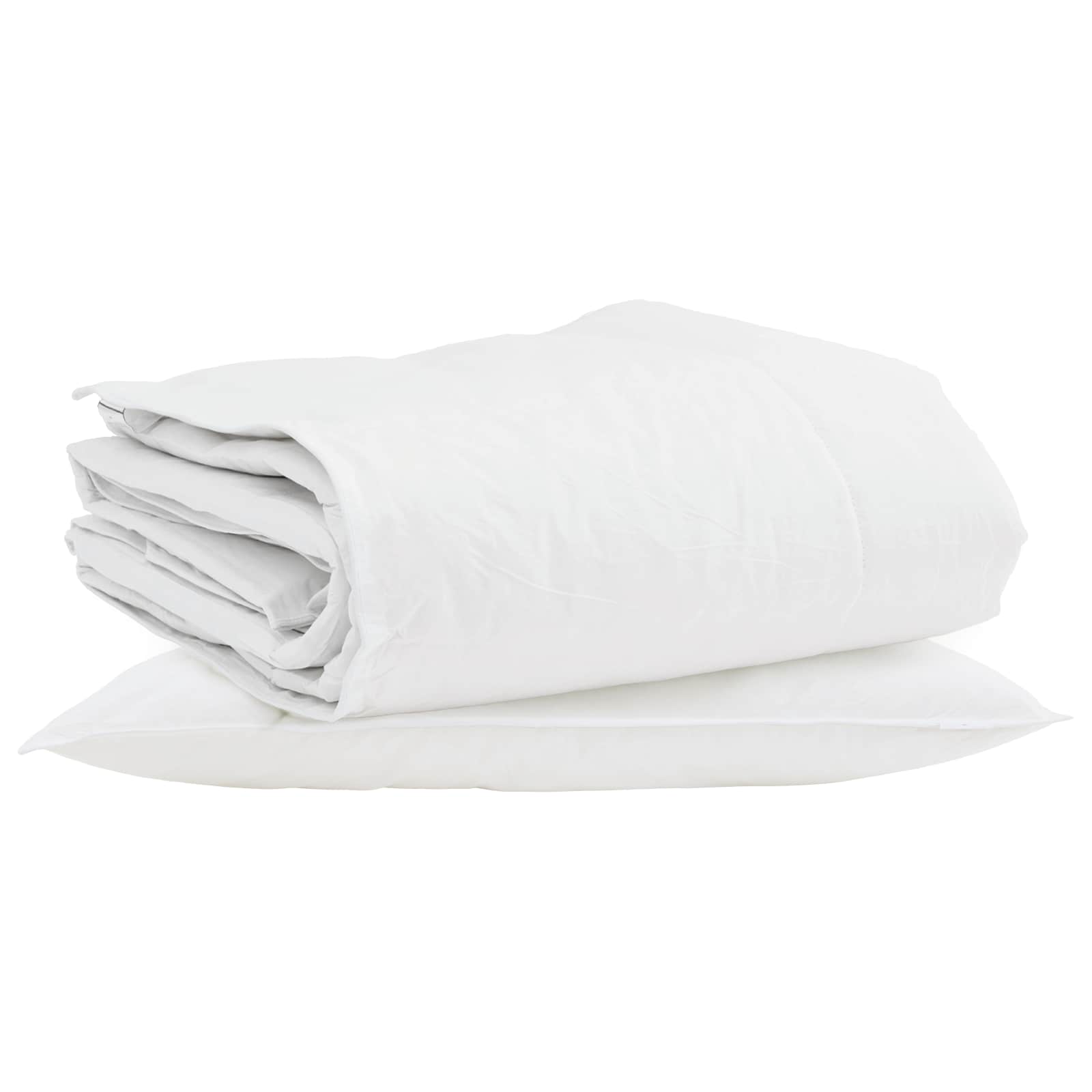 Piumone Invernale con cuscino 2 pz Bianco Piuma d'anatra