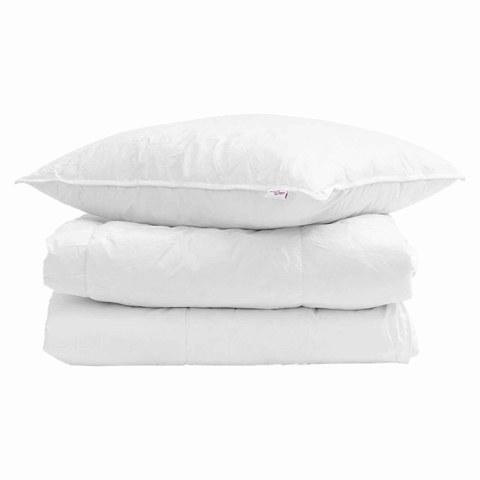 Piumone Invernale con cuscino 2 pz Bianco Piuma d'anatra