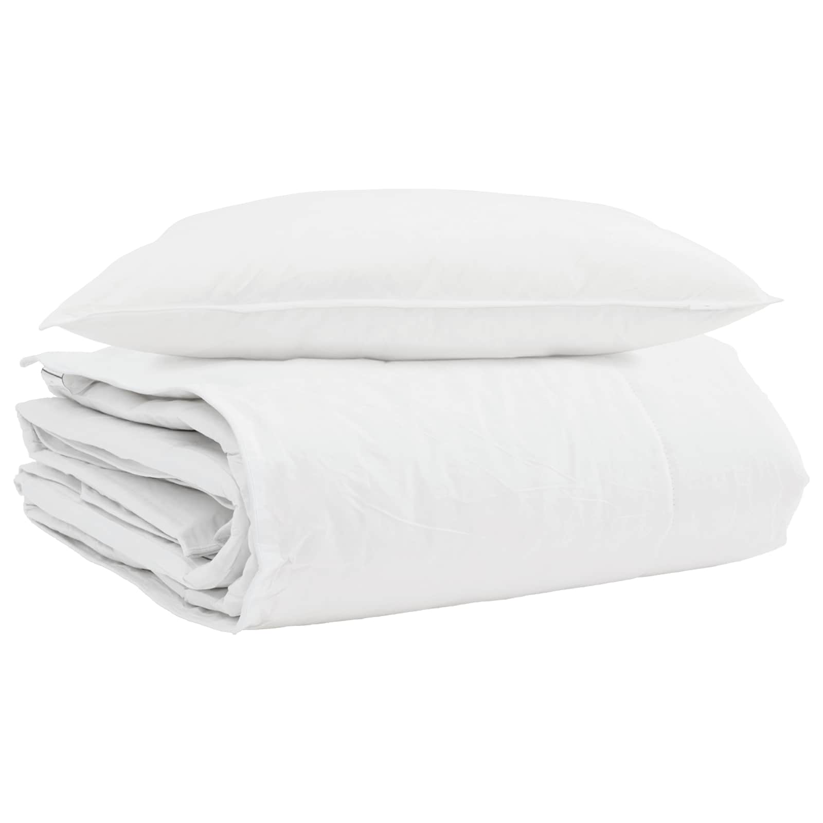 Piumone Invernale con cuscino 2 pz Bianco Piuma d'anatra