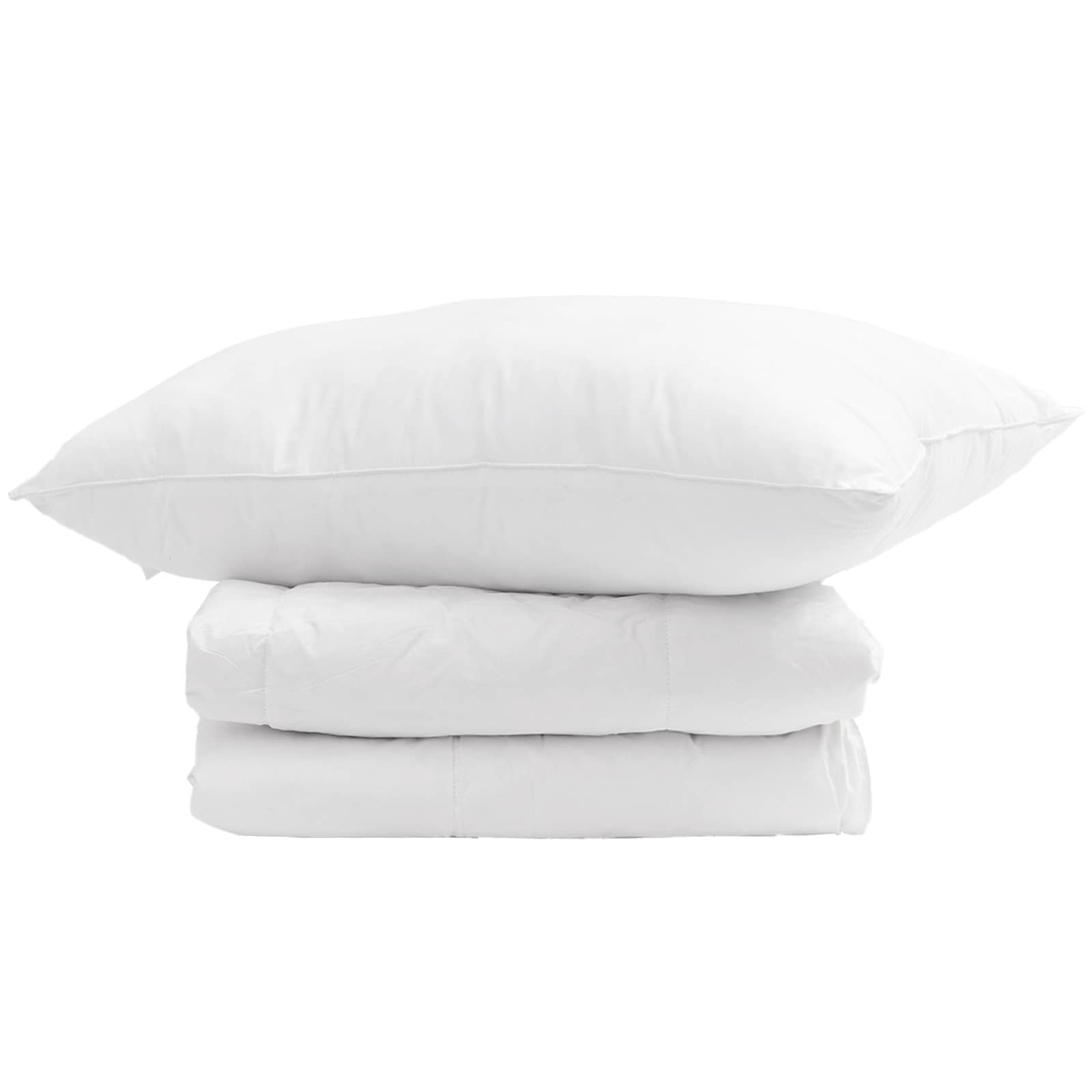 Piumone Invernale con cuscino 2 pz Bianco Piuma d'anatra